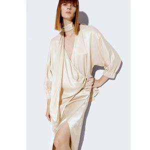 ZARA SATIN EFFECT LONG TUNIC BLOUSE